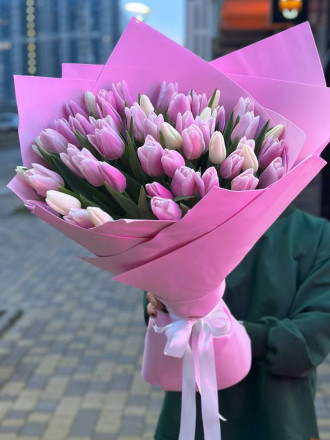 51 тюльпан розовый микс
